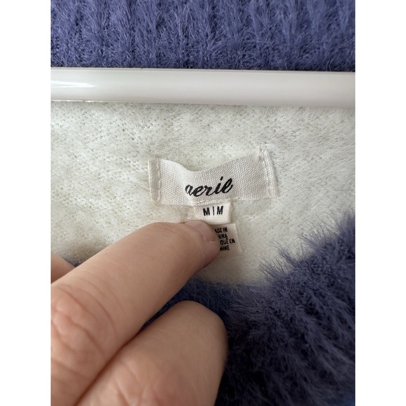 Aerie Campfire Chenille Stripe Sweater American Eagle Womens Medium Soft Blue - Picture 5 of 7